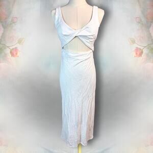 Whyte Valentyne Off White Criss Cross Front Cutout Midi Dress